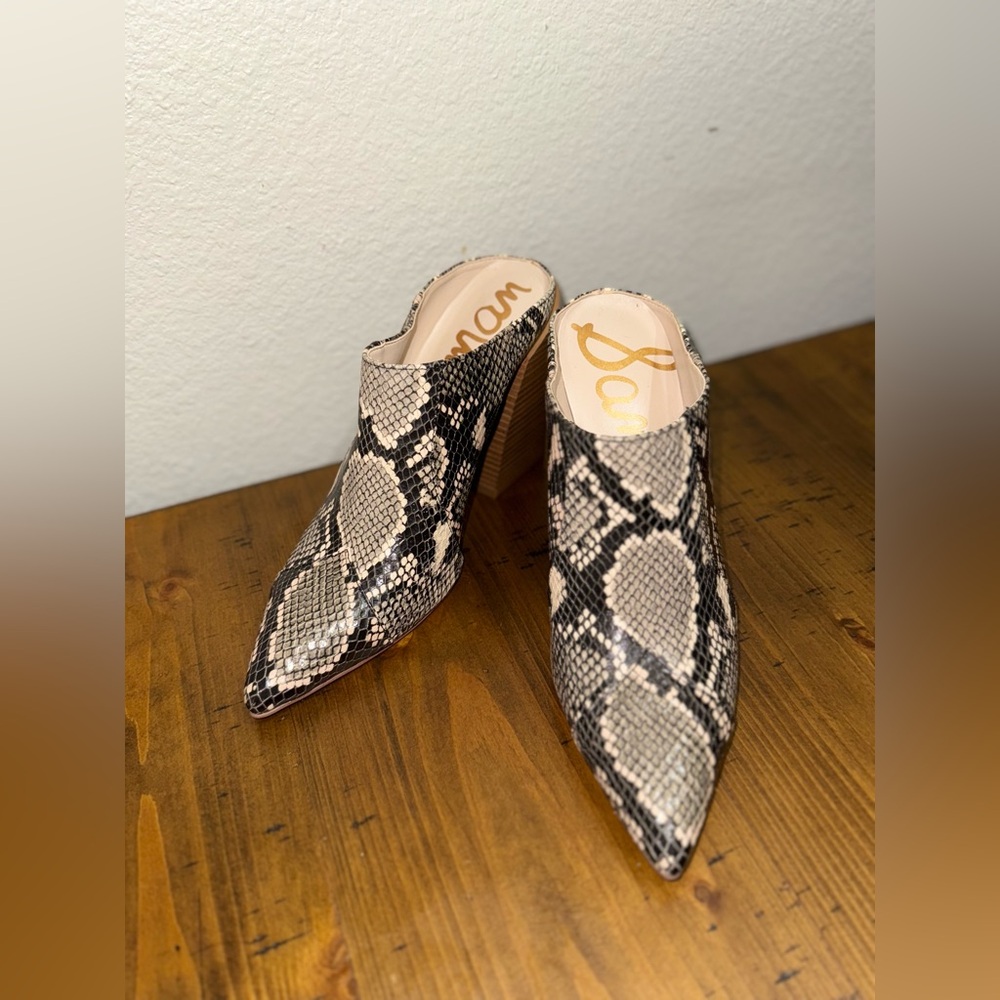 Sam Edelman Snake Print Pointed Toe Mule Heel Western Chic Y2K 7.5 - Picture 5 of 10